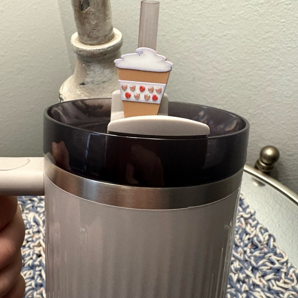 Coffee with hearts straw charm
